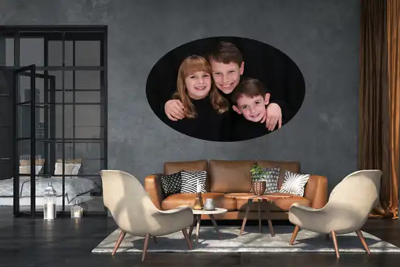 Ovale muursticker grootformaat als goedkope en sjieke wanddecoratie.