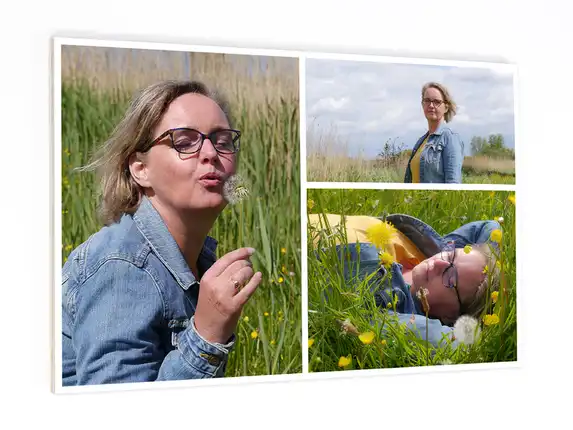 Foto collage op multiplex geprint.