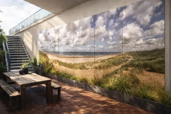 Foto op aluminium, nu ook grootformaat met glans beschermcaoting voor decennialange uv bescherming voor buiten.